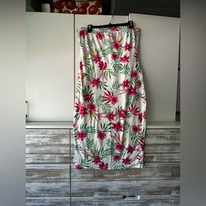 Pink and Green Strapless Sundress Resort Wear